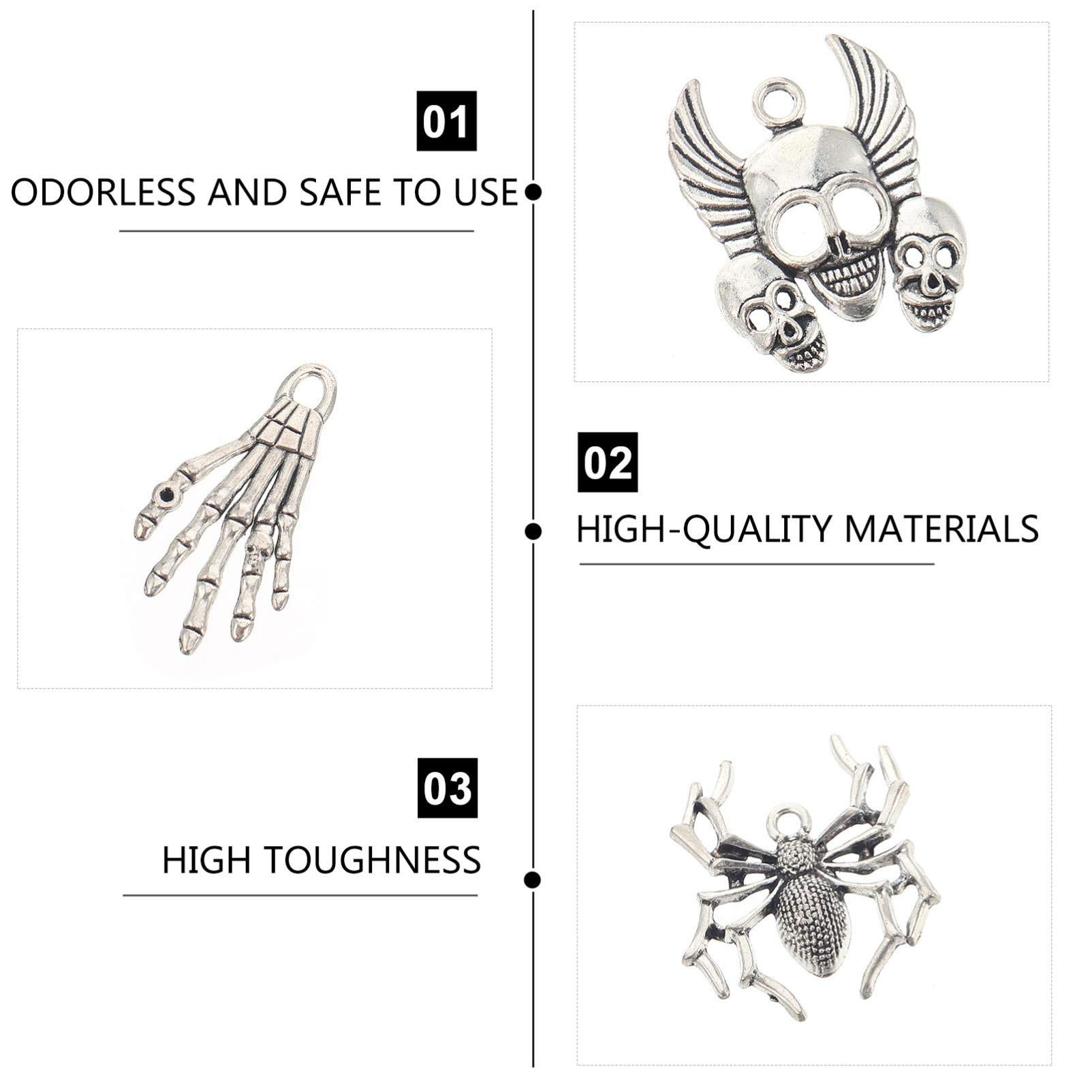 HEALLILY 26Pcs Halloween Pendants Halloween Jewelry Making Accessory Hallowmas Skull Skeleton Charms Mixed Silver Plated Halloween Charms Pendants for DIY 1