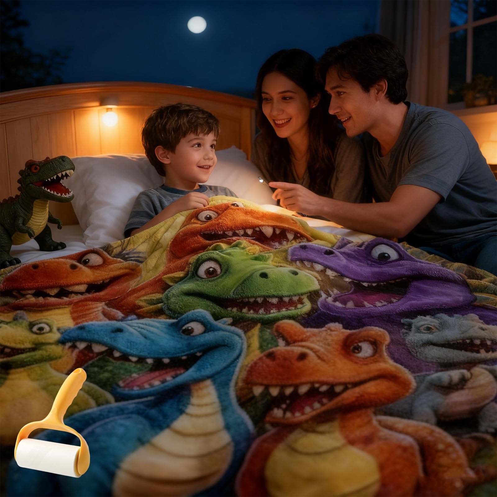 Cute Smiling Dinosaurs HD Digital Print Flannel, 3D Ultra-Soft Smiling Dinosaur Blanket for Boys Girls, 40"X30" Fun Dino Animal Theme Decorative Blanket Perfect for Naps, Story Time (60*50In)