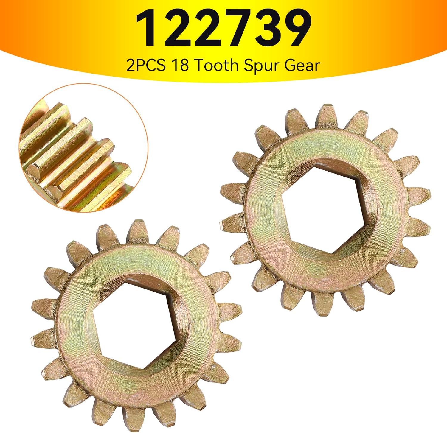 2PCS 122739 Replacement 18 Tooth Spur Gear 12 DP/14.5 PA Replacement Fit for Lippert Slide-Out Systems，Works with 123356 or 122837 if Manufactured Before October 2013