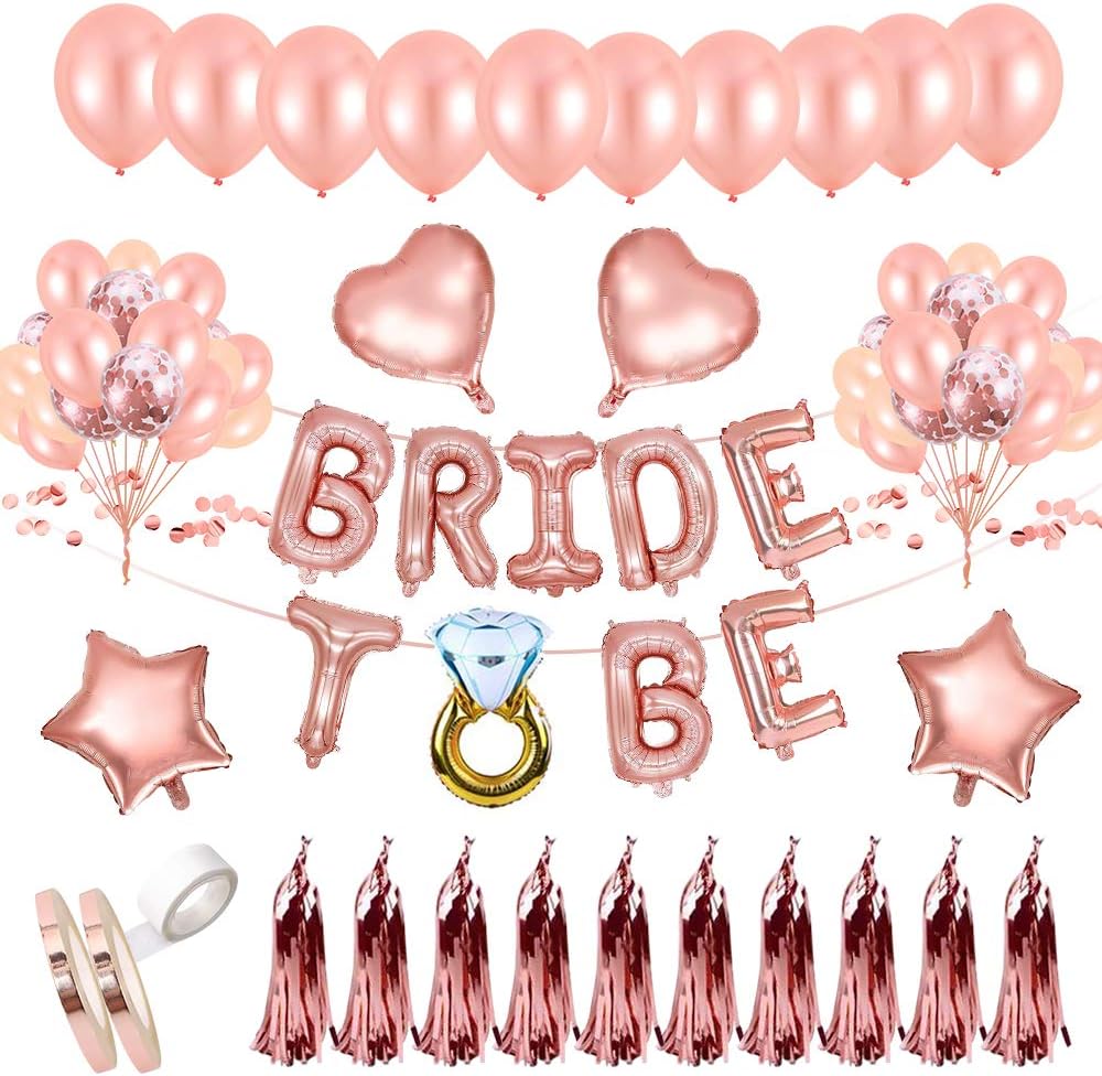 Hen Party Decorations Accessories Rose Gold,AivaToba Bride to BE Banner Hen Do Accessories Decorations Confetti Balloons for Bridal Shower Bachelorette Party