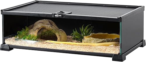 REPTIZOO Small Reptile Tank 20" x 12" x 6" Glass Reptile Terrarium with Top Feeding Habitat for Snake Spider