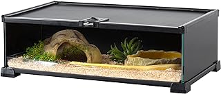 REPTIZOO Small Reptile Tank 20" x 12" x 6" Glass Reptile Terrarium with Top Feeding Habitat for Snake Spider