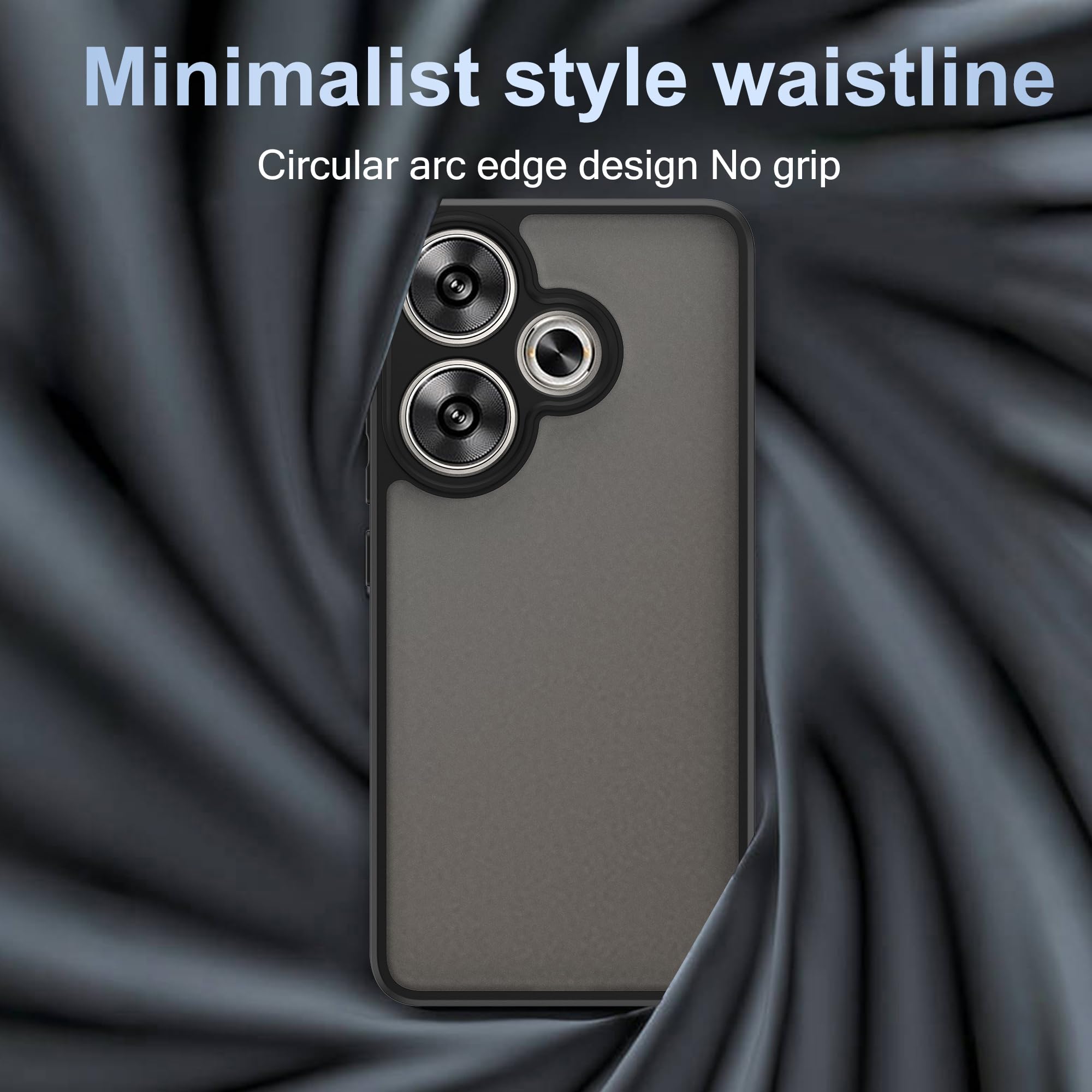 Custodia per Xiaomi Poco F6, anti-giallo, trasparente opaco, antiurto, retro rigido, extra Thin, resistente ai graffi, per Xiaomi Poco F6, nero opaco
