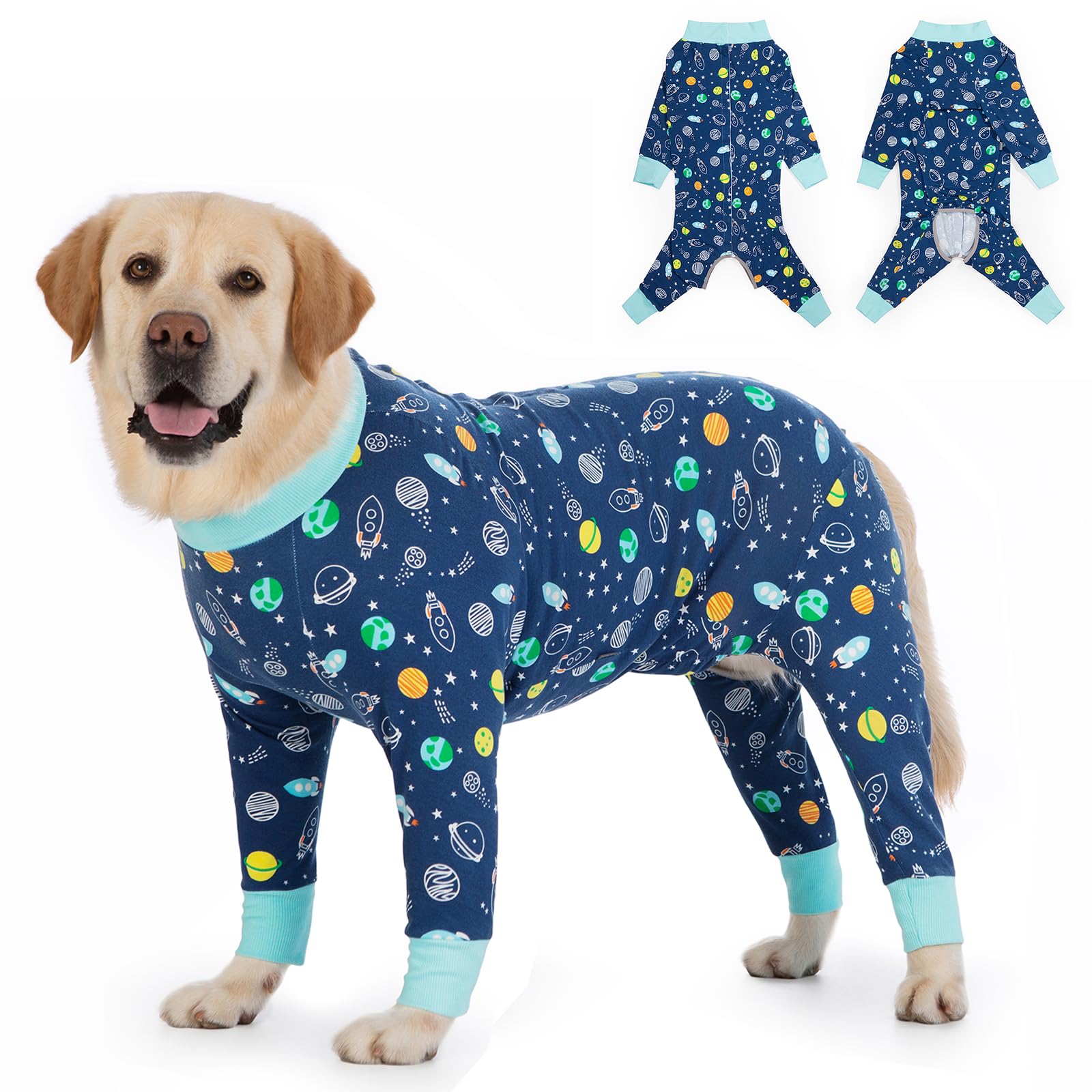 Recovery Suit for Large Medium Dogs After Surgery, Soft Breathable Anti Licking Dog Onesie E-Collar & Cone Alternative, Pet Bodysuit for Preventing Hair Loss Full Cover Wound(4XL, Rocket)