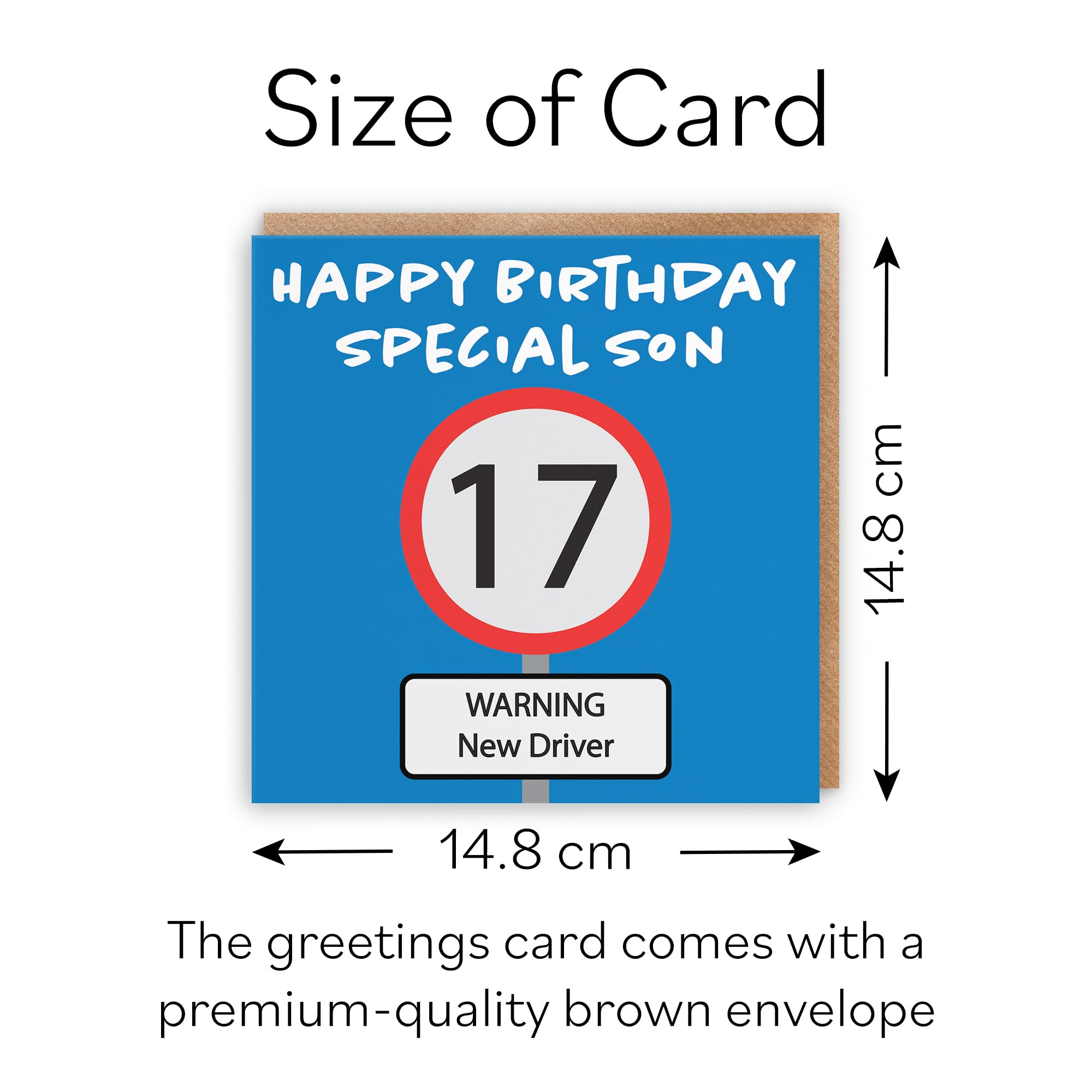 Hunts England Biglietto Di Auguri Per 17° Compleanno Di Figlio – "Happy Birthday Special Son", Cartello Stradale Umoristico, Formato Quadrato 148x148 Mm Con Busta Rossa