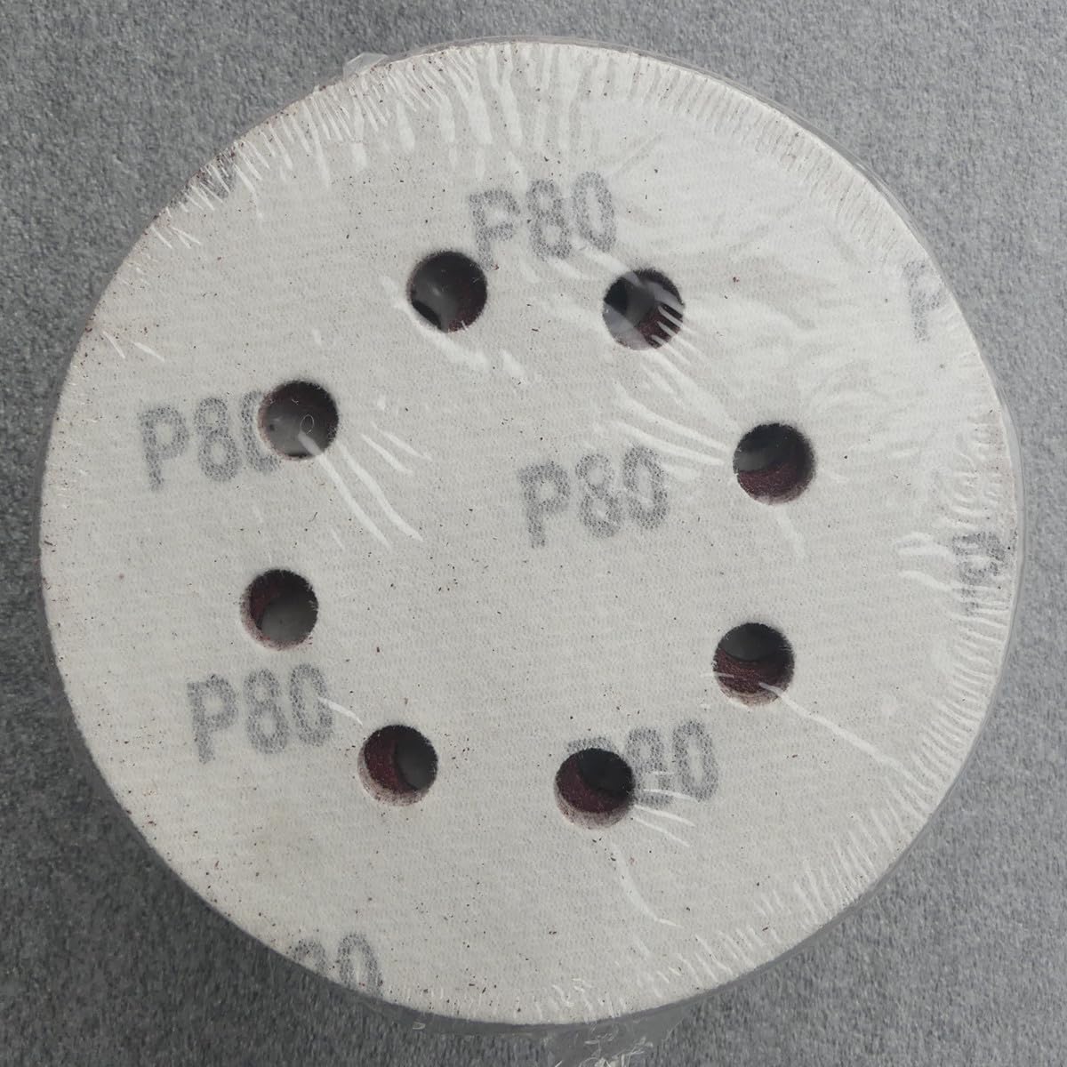 Juego de 100 discos de lija de 125 mm de diámetro con 8 agujeros, grano P80, lijadora de cuello largo, lijadora excéntrica de Bohrfux