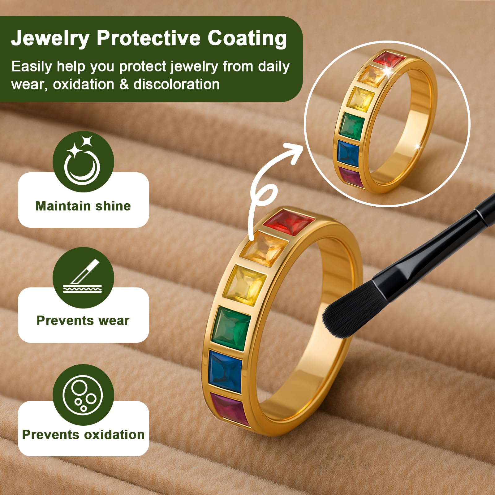 1DFAUL 50ml Revêtement de Protection pour Bijoux, Scellant pour Bijoux Protection Contre le Ternissement Maintient un Brillant Éclat, Contre l'usure et l'oxydation, Convient aux Métaux, Pierres