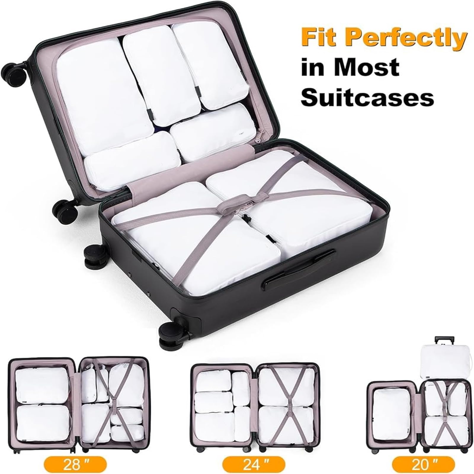 10pcs Espandibile Compressione Imballaggio Cubi Per Viaggio Organizzatori Palmare Borse Per Vestiti Efficiente Soluzione di Stoccaggio Poliestere Cubi Da Viaggio