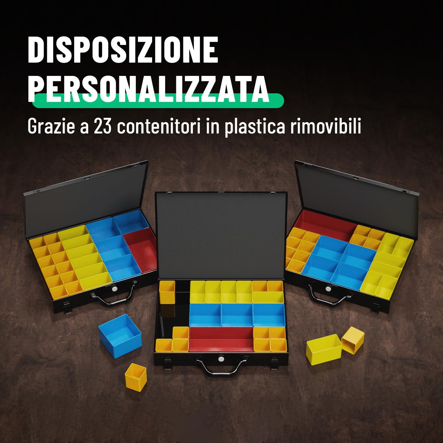 greate Valigetta Porta minuteria in metallo con 23 vaschette estraibili - valigia minuteria vuota - fai da te ferramenta - mobile organizer lavoro - organizer attrezzi da lavoro
