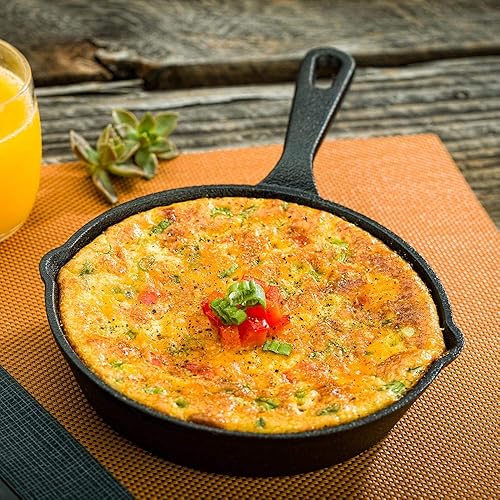 Miniatura 3 de Restaurantware Met Lux - Sartén sazonada de 6.5 x 10 x 1 pulgadas, 1 sartén resistente lista para horno, agujero para colgar, con boquilla