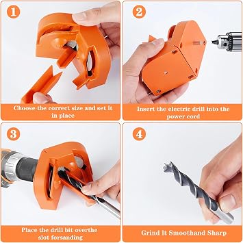 Drill Bit Sharpener, All Bits Mill Drill Machine Blade Sharpening Tool with 4 Grinding Wheels, Multipurpose Drill Bit Grinding Sharpener for High-Speed Steel, Masonry, Carbide, Tin-Coated Drill Bit
