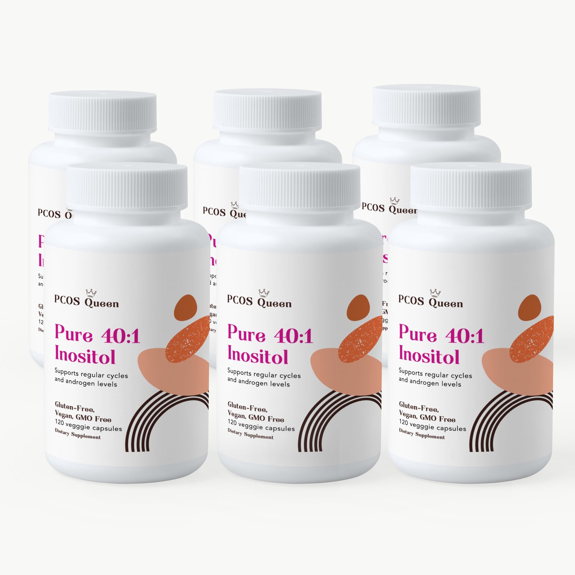 Pure 40:1 Inositol - Myo + D-Chiro Inositol Supplement - for Women with Fertility, Skin, & Menstrual Cycle Needs - 6 Bottles