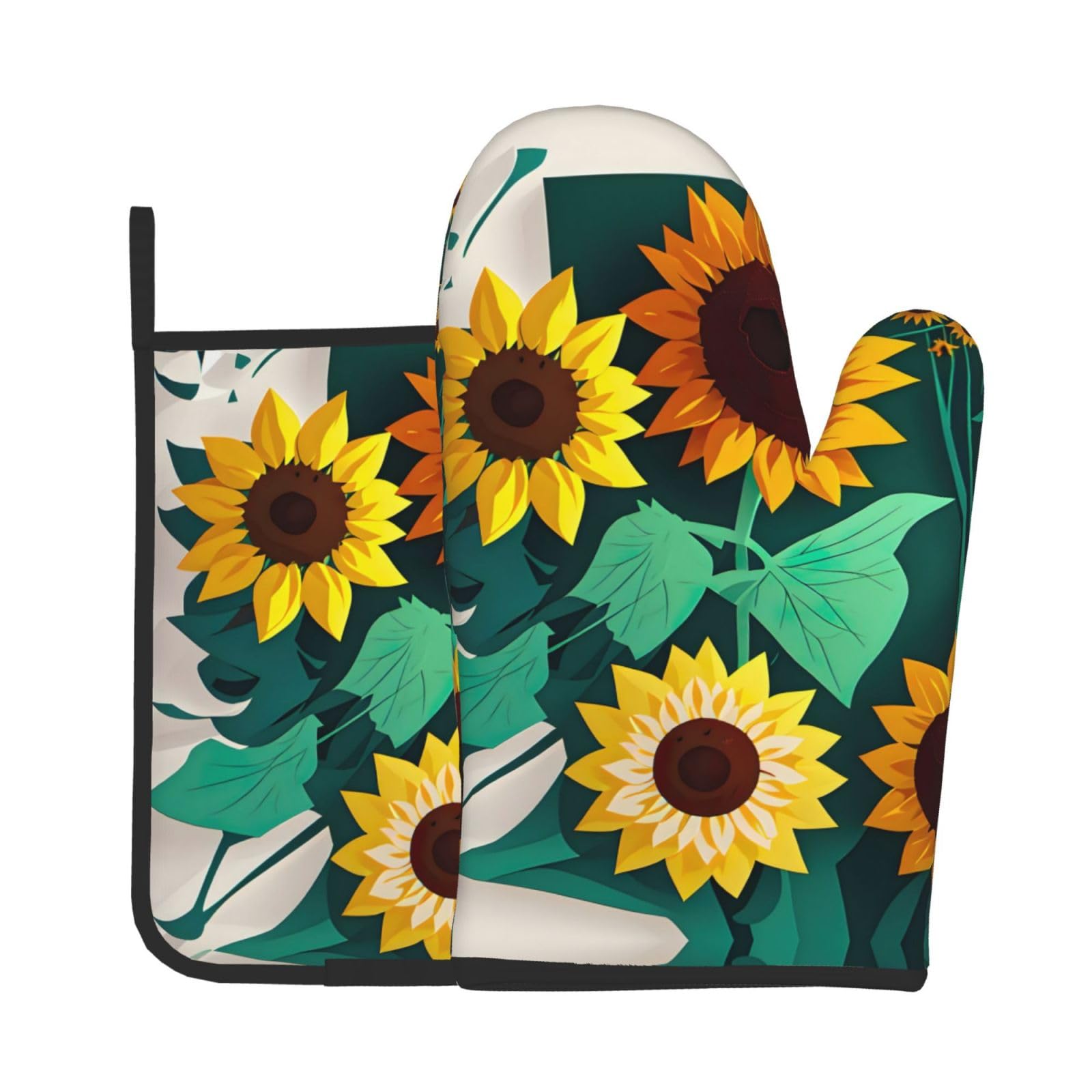 Sunflower Bee Kitchen Baking Two-Piece Set,Multipurpose Oven Gloves,Used for Barbecue Kitchen Baking