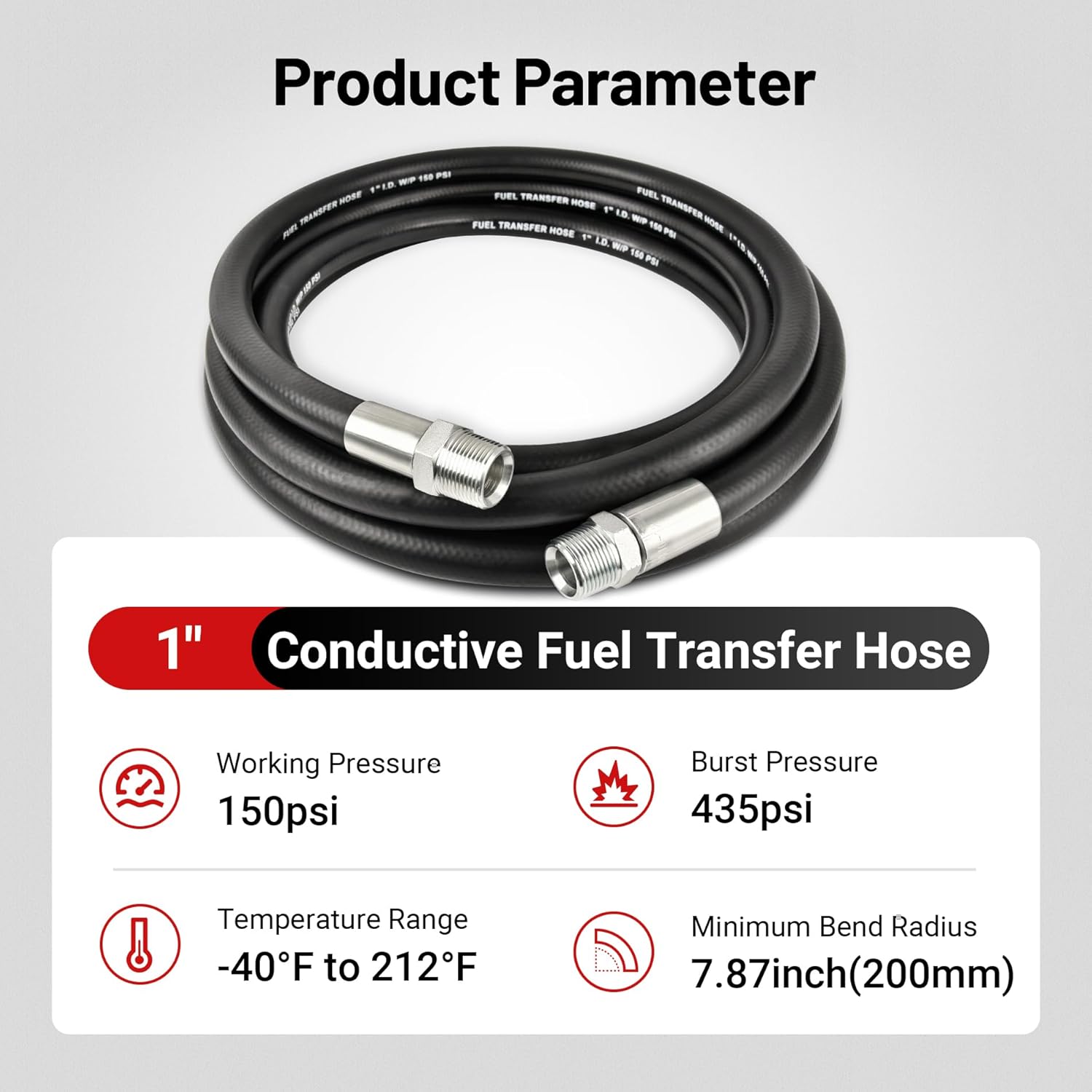 EVIL ENERGY 1" Fuel Transfer Hose 14FT,Farm Fuel Hose for Dispensing Diesel Gasoline Kerosene Biodiesel