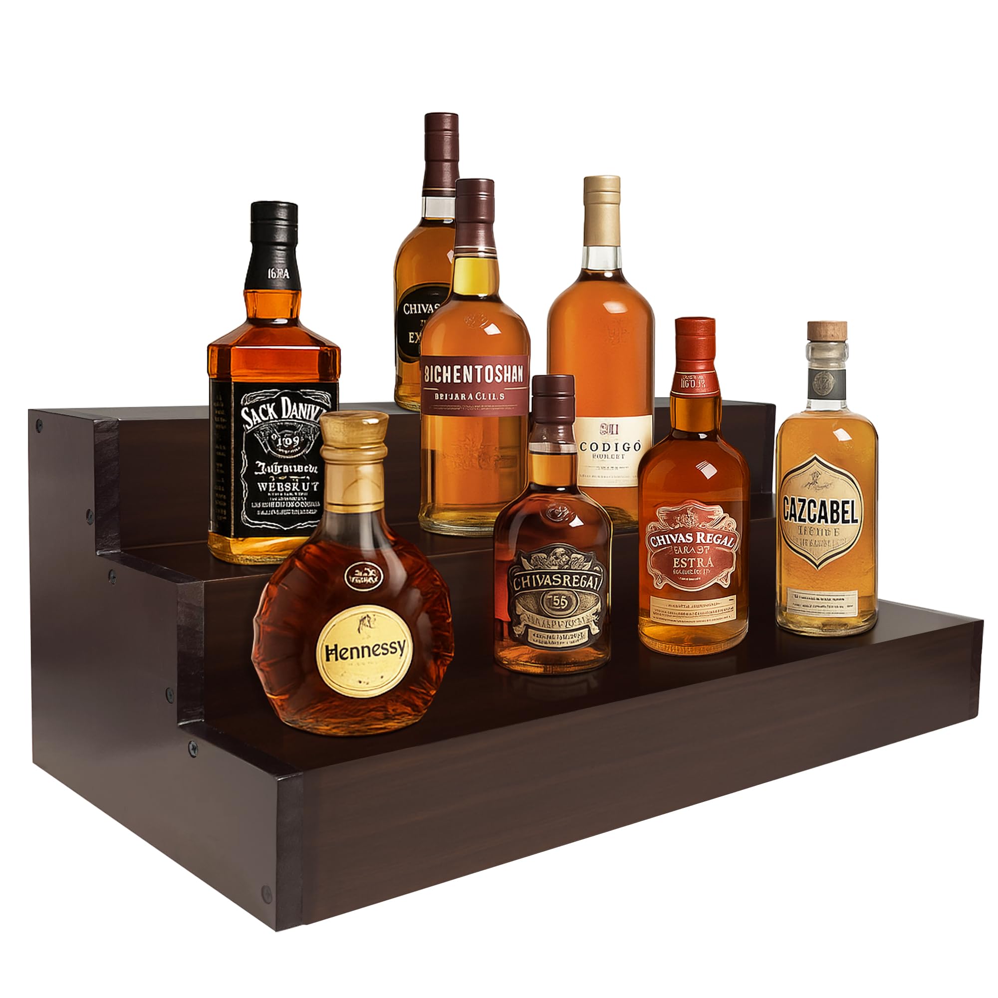 Royxen 24 Inch/16 Inch Solid Wood Liquor Bottle Shelf 3 Tier Bar Shelf Freestanding Vintage Liquor Bar Stand for Home Bar Decor (24 Inch Wide)-image-20