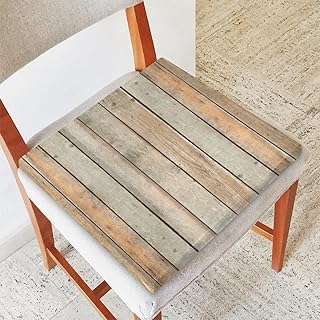 Wooden Board Antique Brown Square Seat Cushions 16 * 16 Inch High Density Sponge Filling Soft Comfortable Removable with Zipper Chair Cushion for Kitchen Dining Room Couch Office Chairs Car