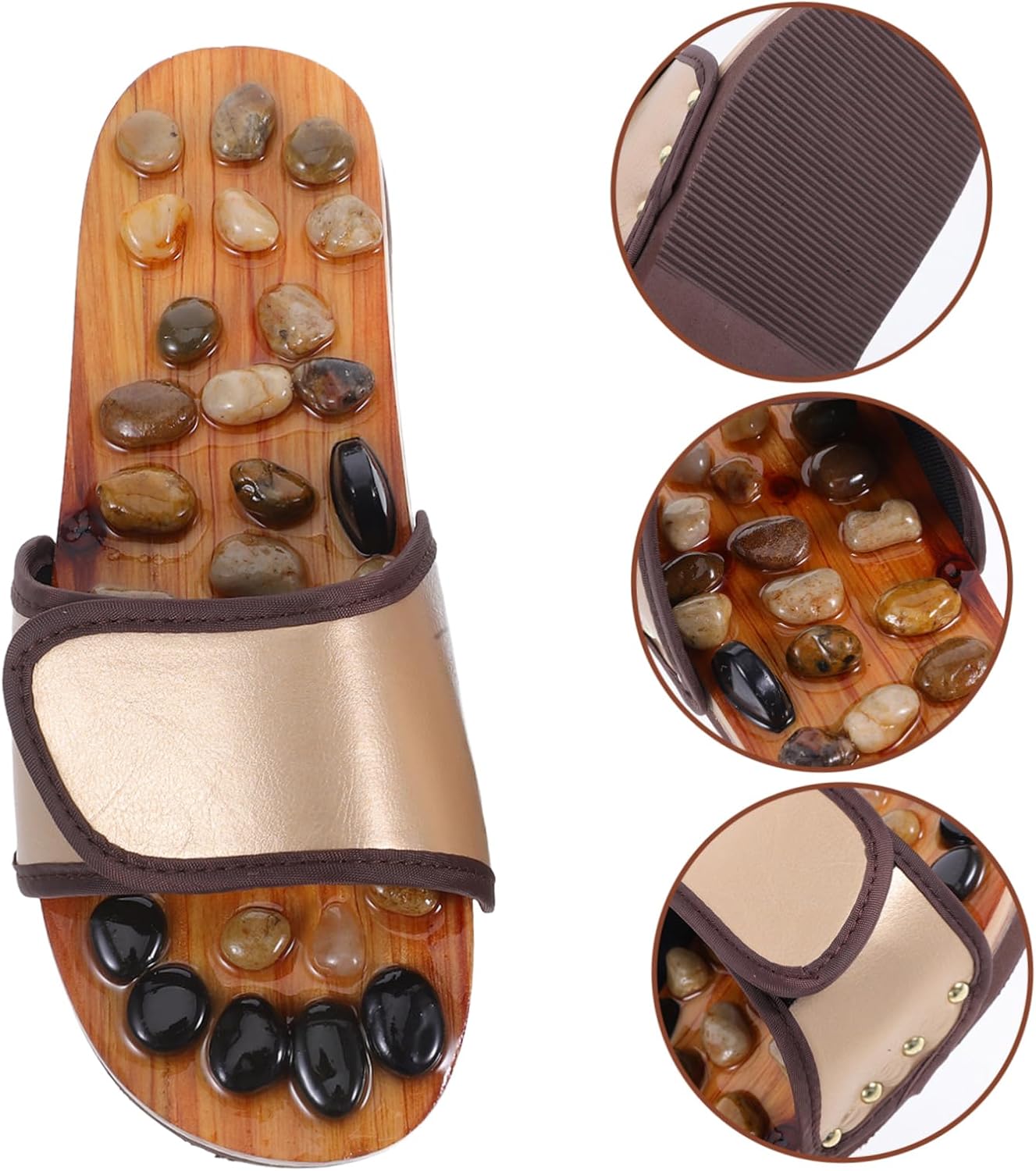 1pair Reflexology Pebble Massage Design for Home Office and Outdoor Use Comfortable Acupressure Therapy Sandals