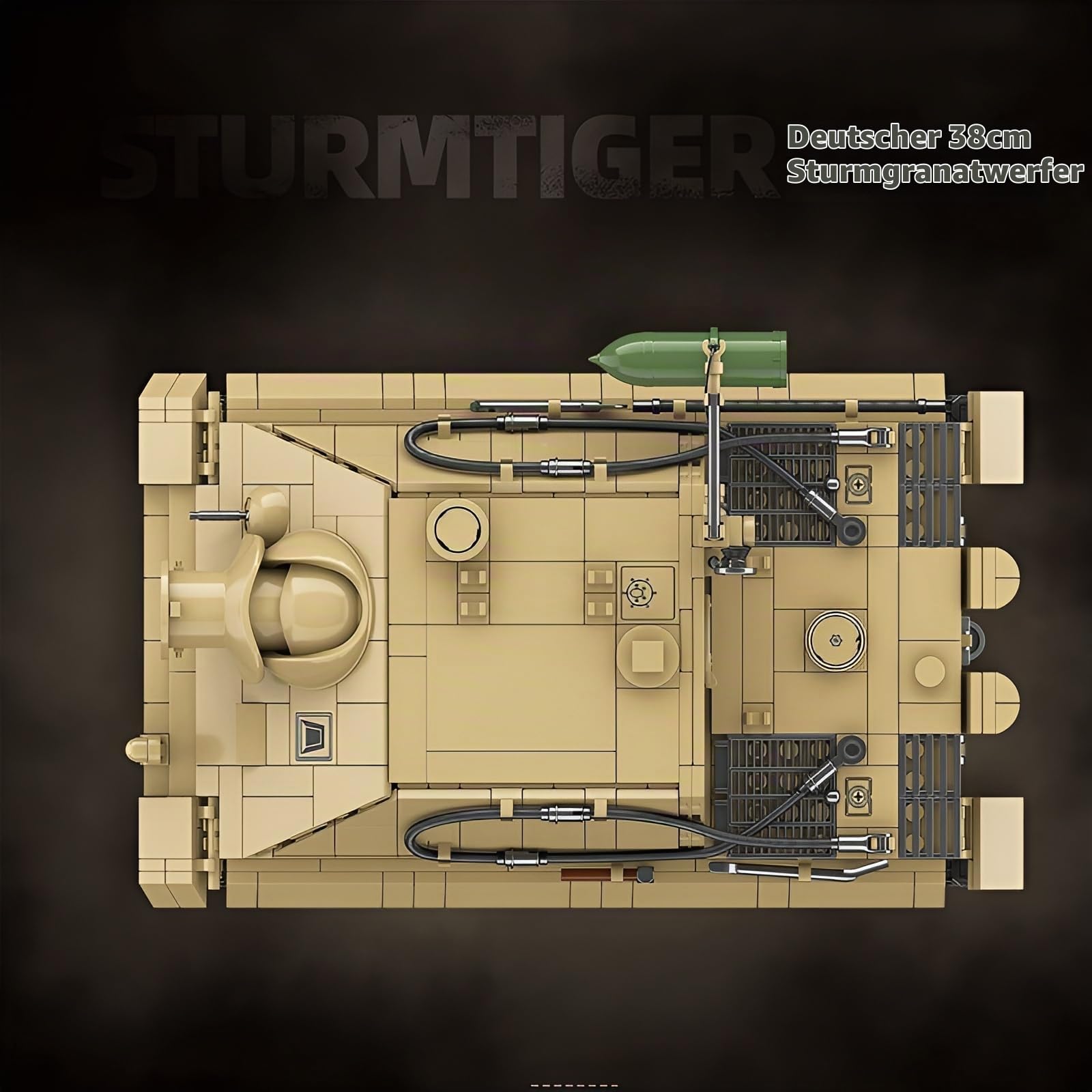 SturmTiger Panzer Bausteine Bausatz, 1394Stück TurmTiger Deutsch 38cm Sturm Mörser Fahrzeuge Modell Spielzeug, WW2 Armee Militär Waffen Klemmbausteine Kit, Ideen Geschenke für Teens Erwachsene