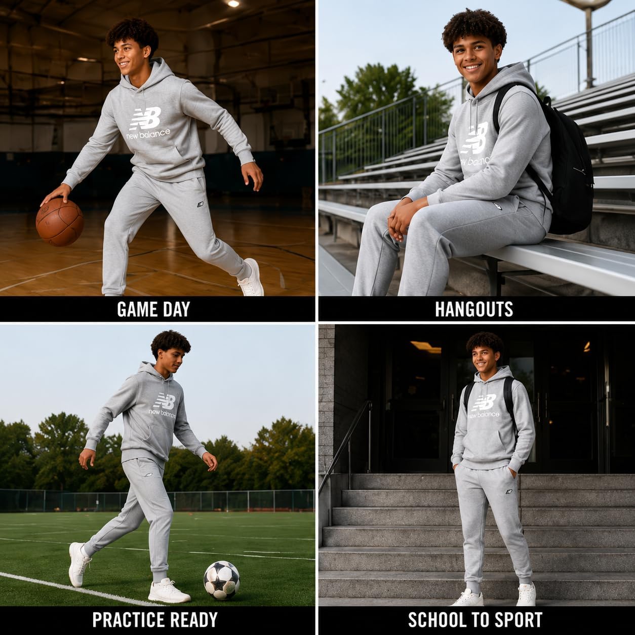 New Balance Boys Sweatsuit Set - 2 Piece Fleece Pullover Hoodie Sweatshirt and Boys Sweatpants Joggers Kids Activewear (8-20)
