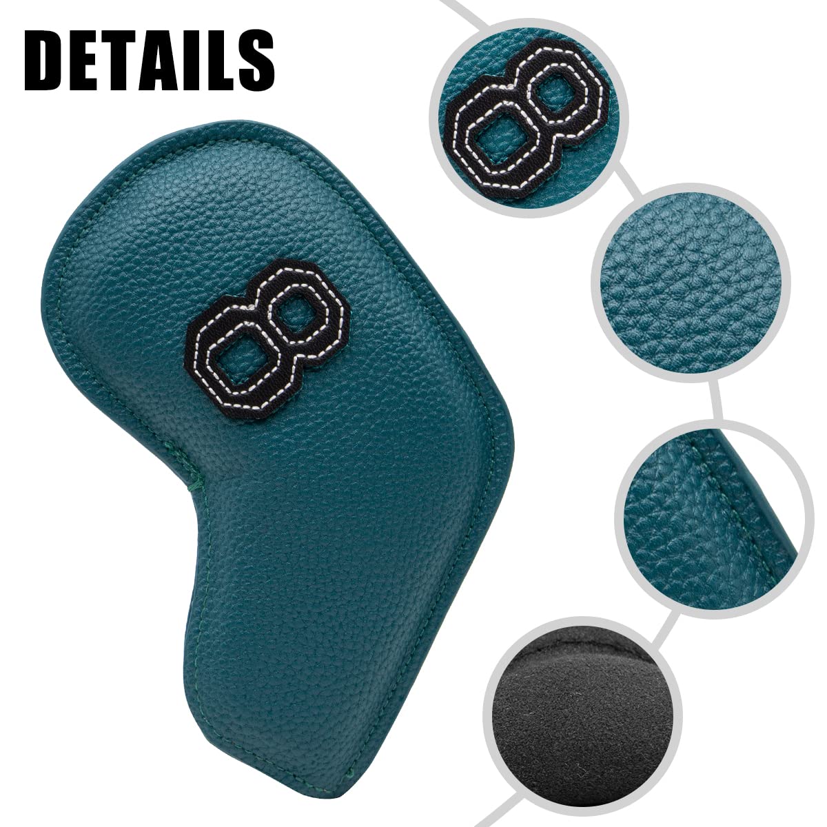 Fundas Palos De Golf Cubiertas de cabeza de hierro de golf Cubiertas de cúbitos de club de golf del borde petrolero cubiertas de cabeza de cuña con multicolor 3-9 ASP 1 0pcs Funda Driver Golf(Brown)