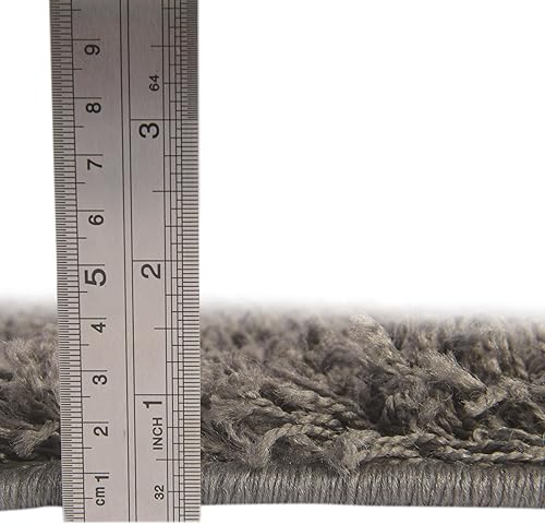 Miniatura 3 de Rugs.com - Alfombra de la colección Über Cozy Solid Shag, alfombra redonda de pelo largo gris grafito de 12 pies perfecta para cocinas y salas de