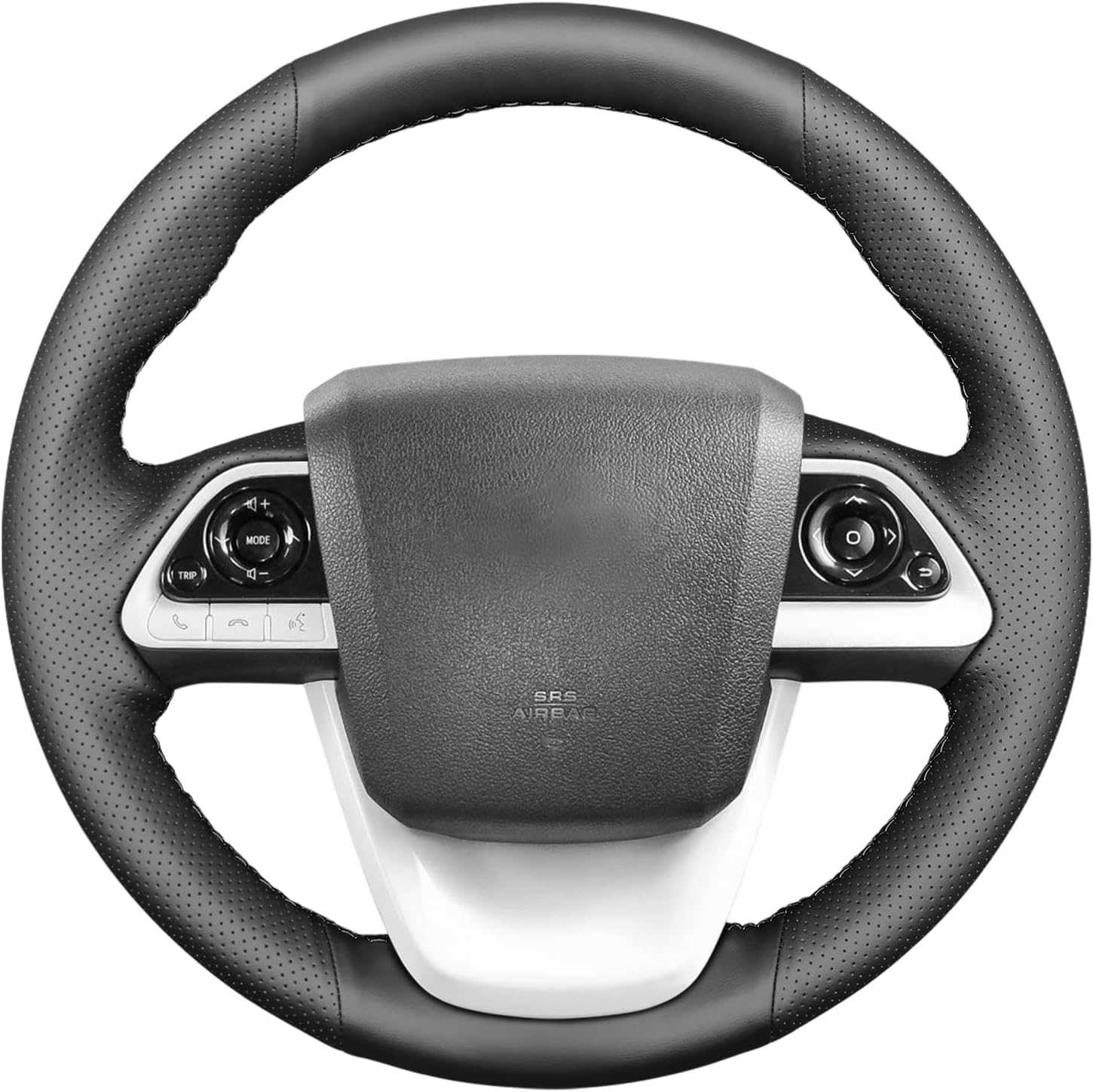Genuine Leather Carbon Fiber Steering Wheel Cover for Toyota Prius 4 2016-2022 /Prius Prime 2017-2022 /Mirai 2016-2018 Custom Fit OEM Interior Accessories