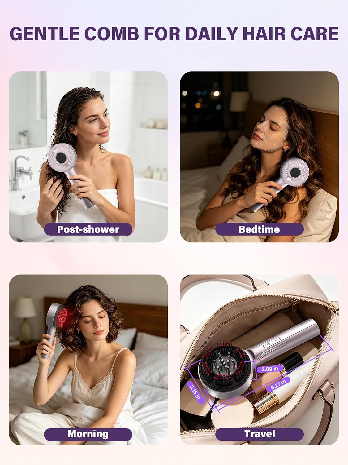Electric Scalp Massage IPX6 Waterproof Hair Massager Oil Applicator Brush | Hair Massager Scalp Brush for Women Beauty Enthusiasts Home Spa Travel Shower Use Gentle Scratch Kneading Scalp Care Tool
