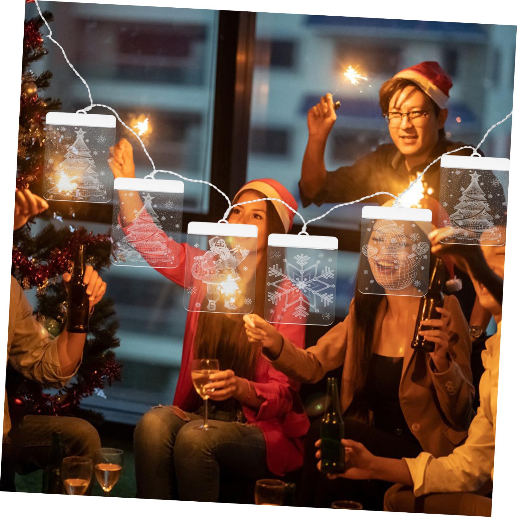 ULTECHNOVO Lichtervorhang Für Fenster Schneemann-lichterketten Schneeflocken-lichterketten Hängende Lichterketten Für Fenster Wand Kamin Tür Weg Terrassendekoration Weihnachtsvitrinenbeleucht