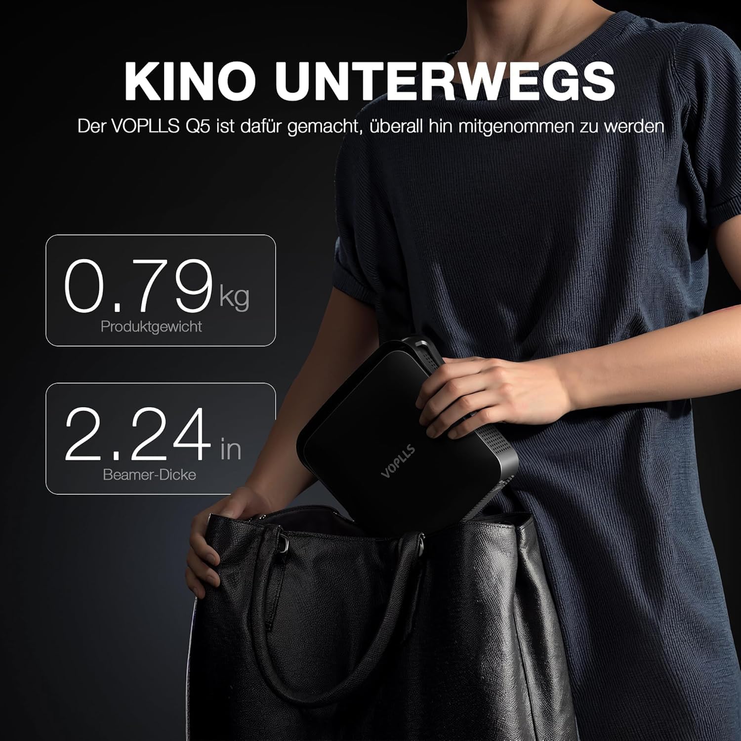 VOPLLS Mini Projektor Full HD 1080P WiFi6 Bluetooth 4K Heimkino Autofokus Trapezkorrektur 800ANSI