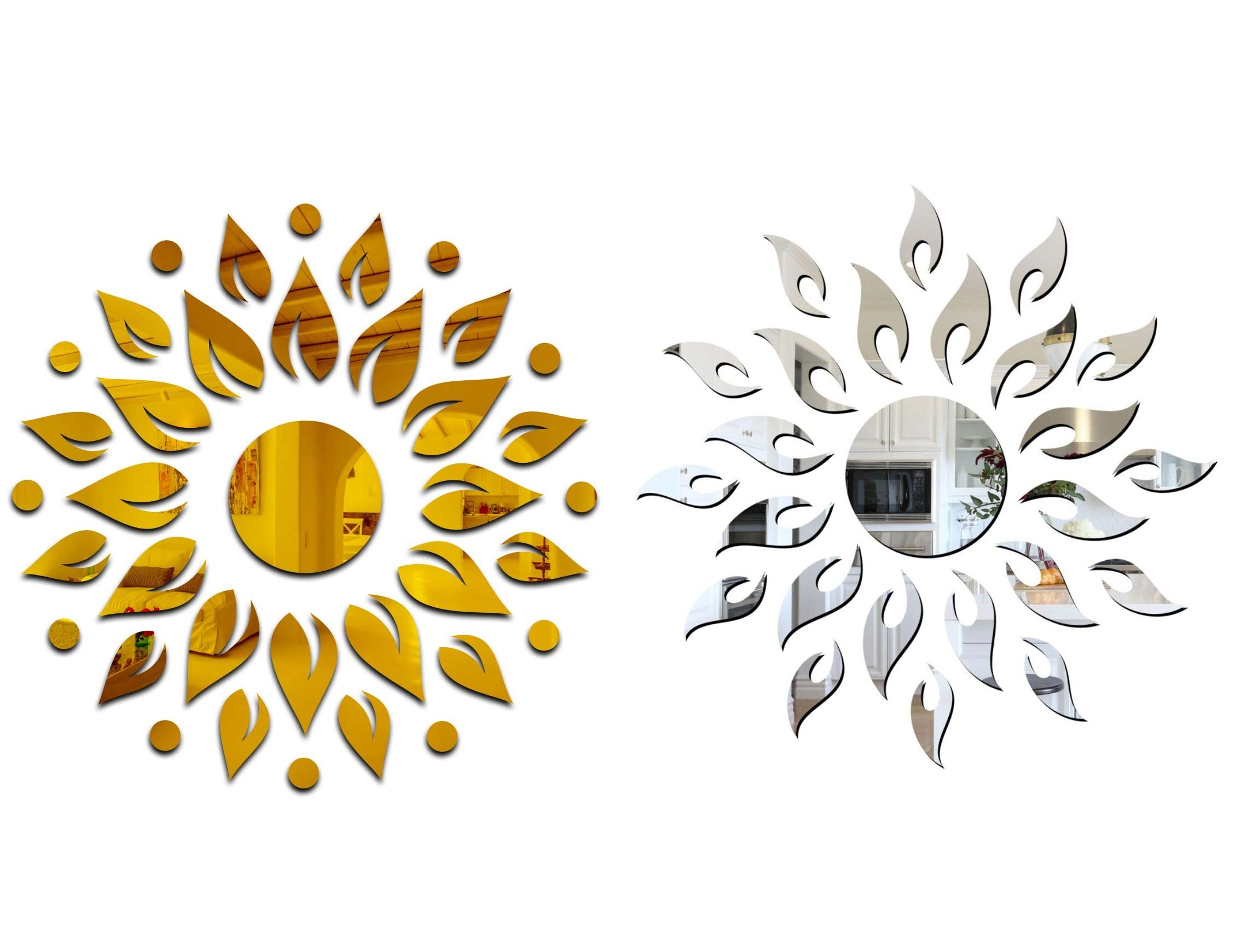 Ghar Kraft Golden Sunshine Acrylic & Sun with Flames Wall Sticker|Wallpaper Decor|3D Wall Stickers for Home, Living Room Decoration