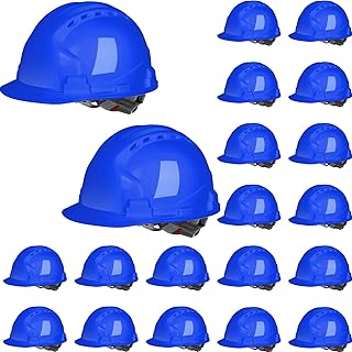 Leumoi 20 Pack 4 Pt. Suspension Hard Hat Bulk Safety Helmets ABS Ratchet Hard Hats Adjustable Construction Hardhats with Vents and Cotton Brow Pad Hard Hats for Men Work Head Protection