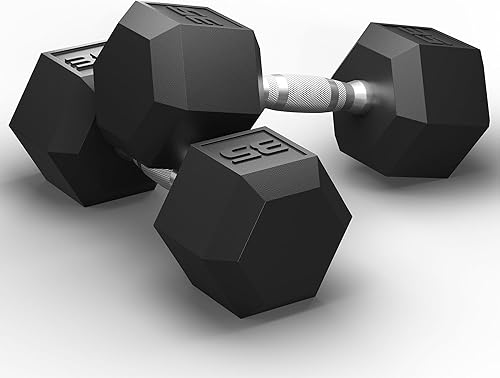 Miniatura 9 de GRETERST Juego de mancuernas hexagonales con revestimiento de goma, pesas de mano para ejercicio y fitness para gimnasio en casa, entrenamiento de