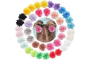 Dainty Baby Girl Hair Accessories - 40 Piece Chiffon Flower Clips