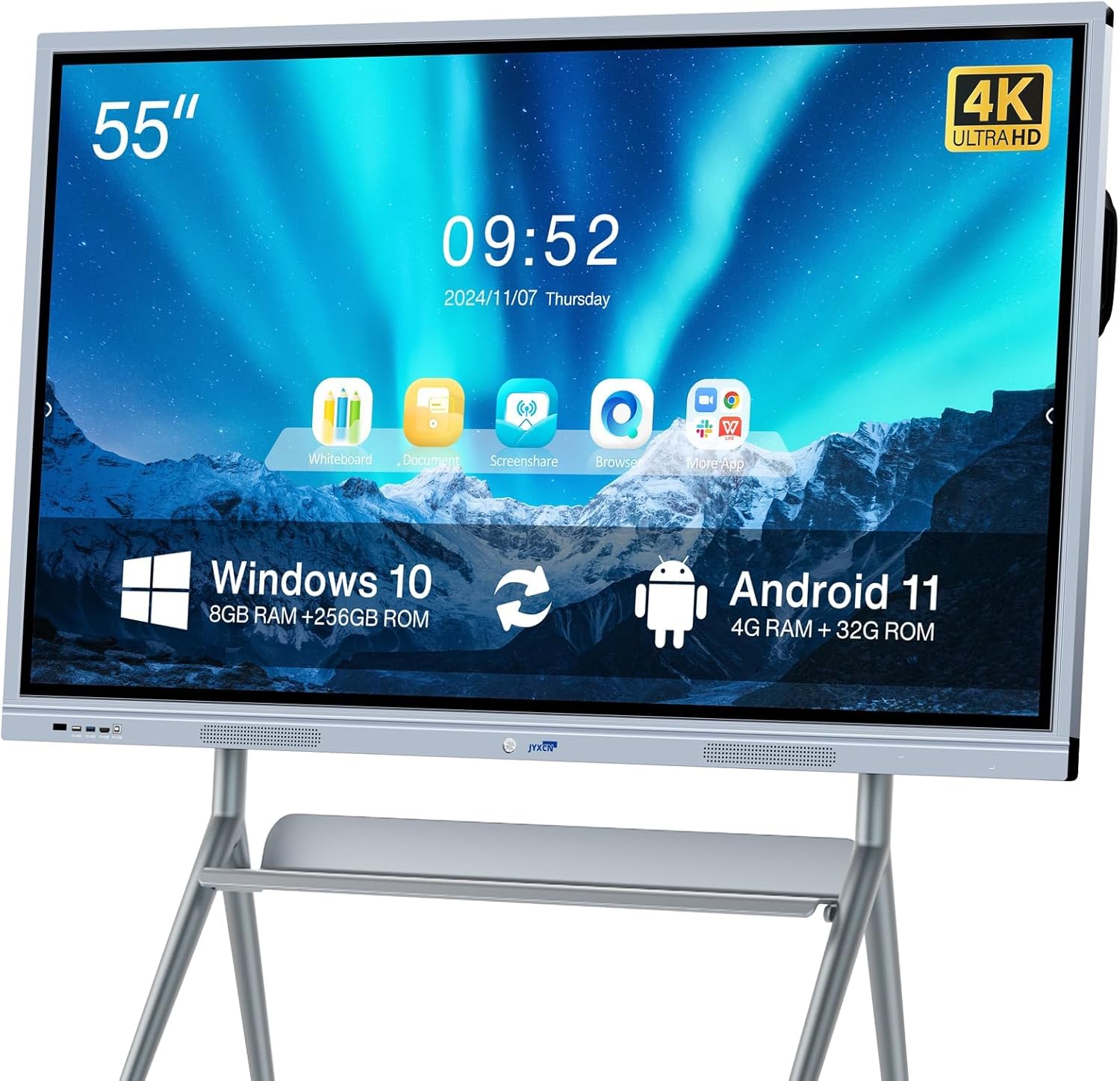Smart Board Collaboration Hub, 55" Digital Interactive Whiteboard Display with 4K Touchscreen, Dual System, Electronic Smartboard for Classroom Office Home(Wall Mount Included)