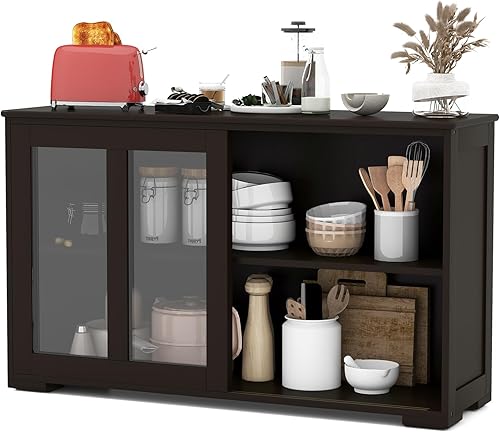 Vista 11 de Costzon - Aparador de almacenamiento para cocina, gabinete apilable antiguo para el hogar armario de bufé para el comedor