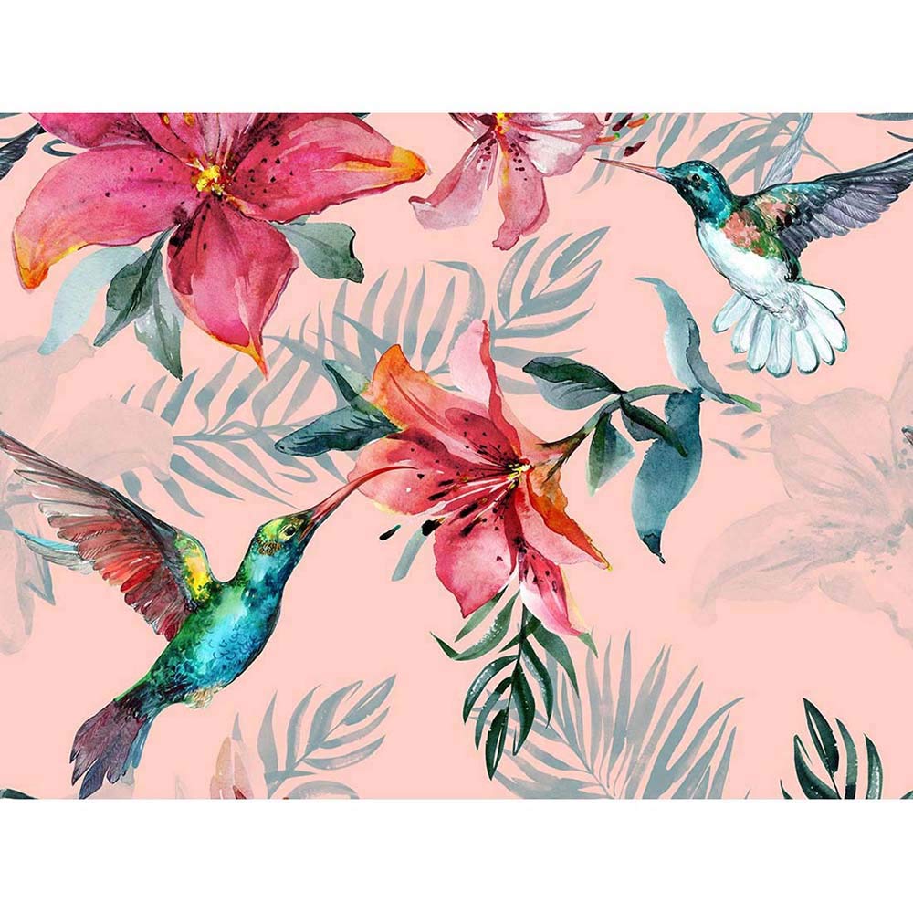 Wee Blue Coo Hummingbirds And Lilies Unframed Wall Art Print Poster Home Decor