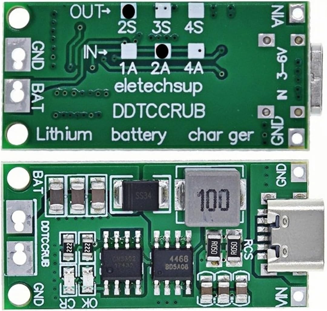 Amazon.com: Type C BMS 2S 3S 4S 1A 2A 4A 18650 Lithium Battery Charger ...