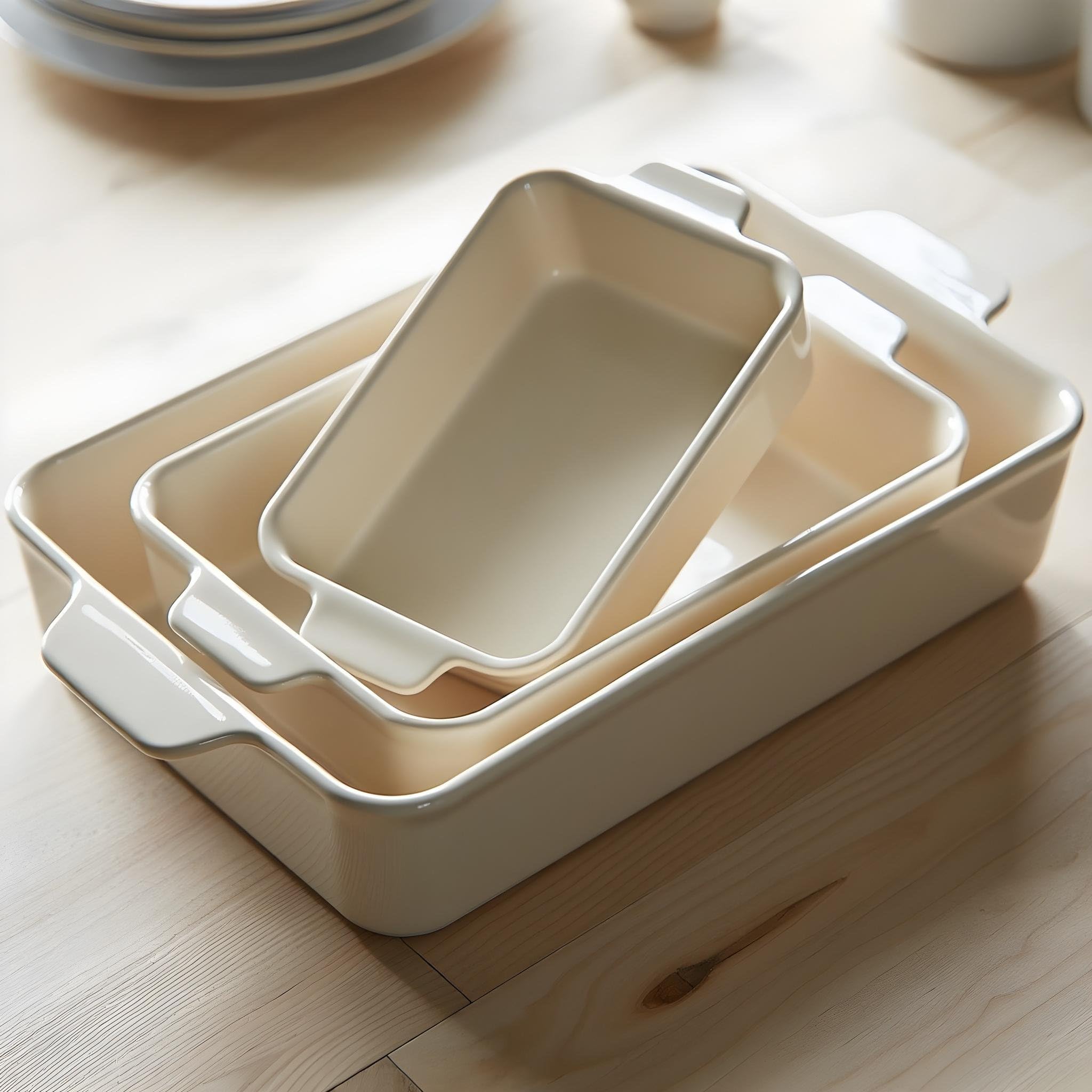 Kook Naczynia do zapiekanek do piekarnika, ceramiczne naczynia do pieczenia, prostokątne naczynia do pieczenia, do zapiekanek, lasagne, ciasta, małe, średnie i duże patelnie, nadają się do kuchenki