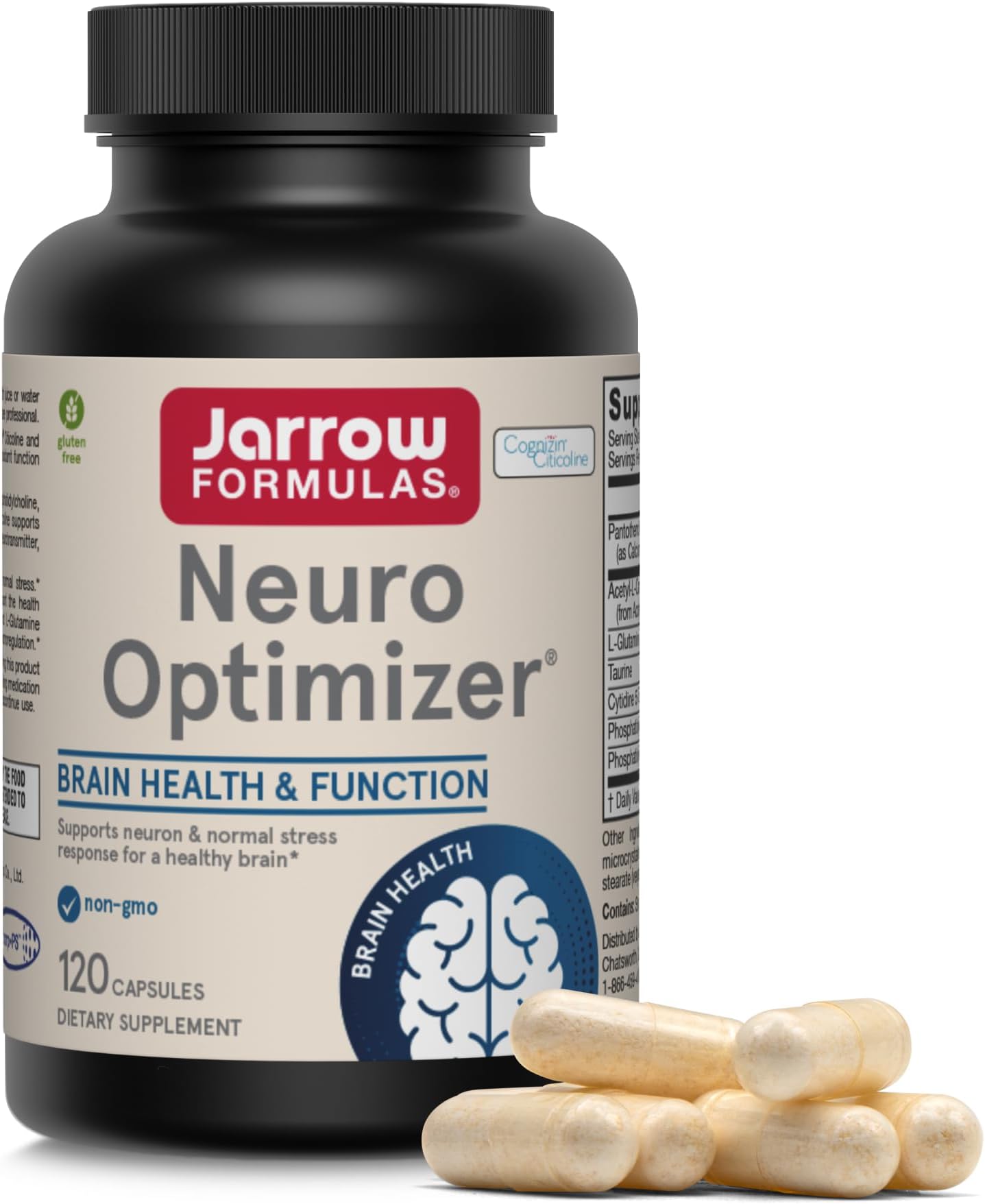 Jarrow Neuro Optimizer with 7 Neuro-Nutrient Ingredients, 120 Capsules