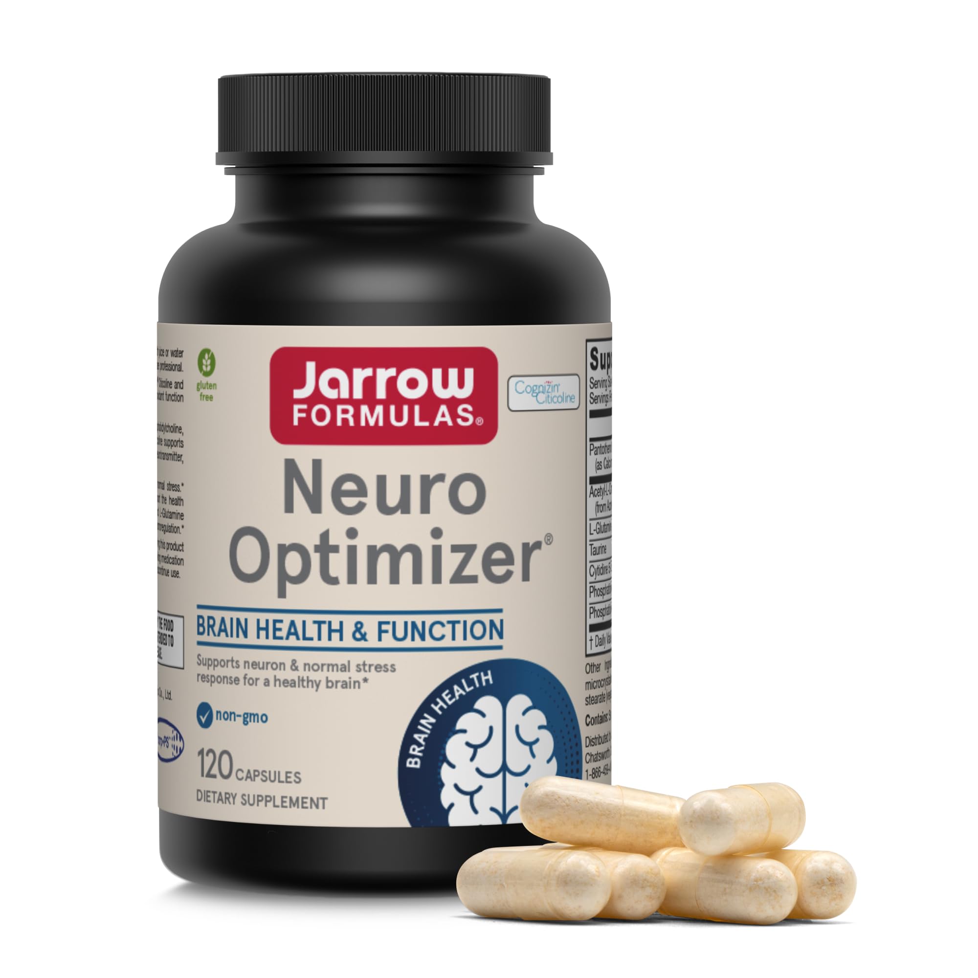 Jarrow Neuro Optimizer with 7 Neuro-Nutrient Ingredients, 120 Capsules 120 Count (Pack of 1)