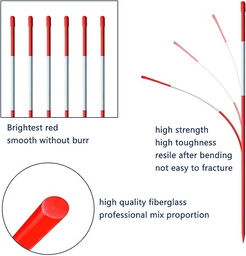 Vista 20 de Estacas de nieve de 72 pulgadas, marcadores de entrada de 1/4 de pulgada, estacas de arado naranja sin cinta reflectante para marca de entrada