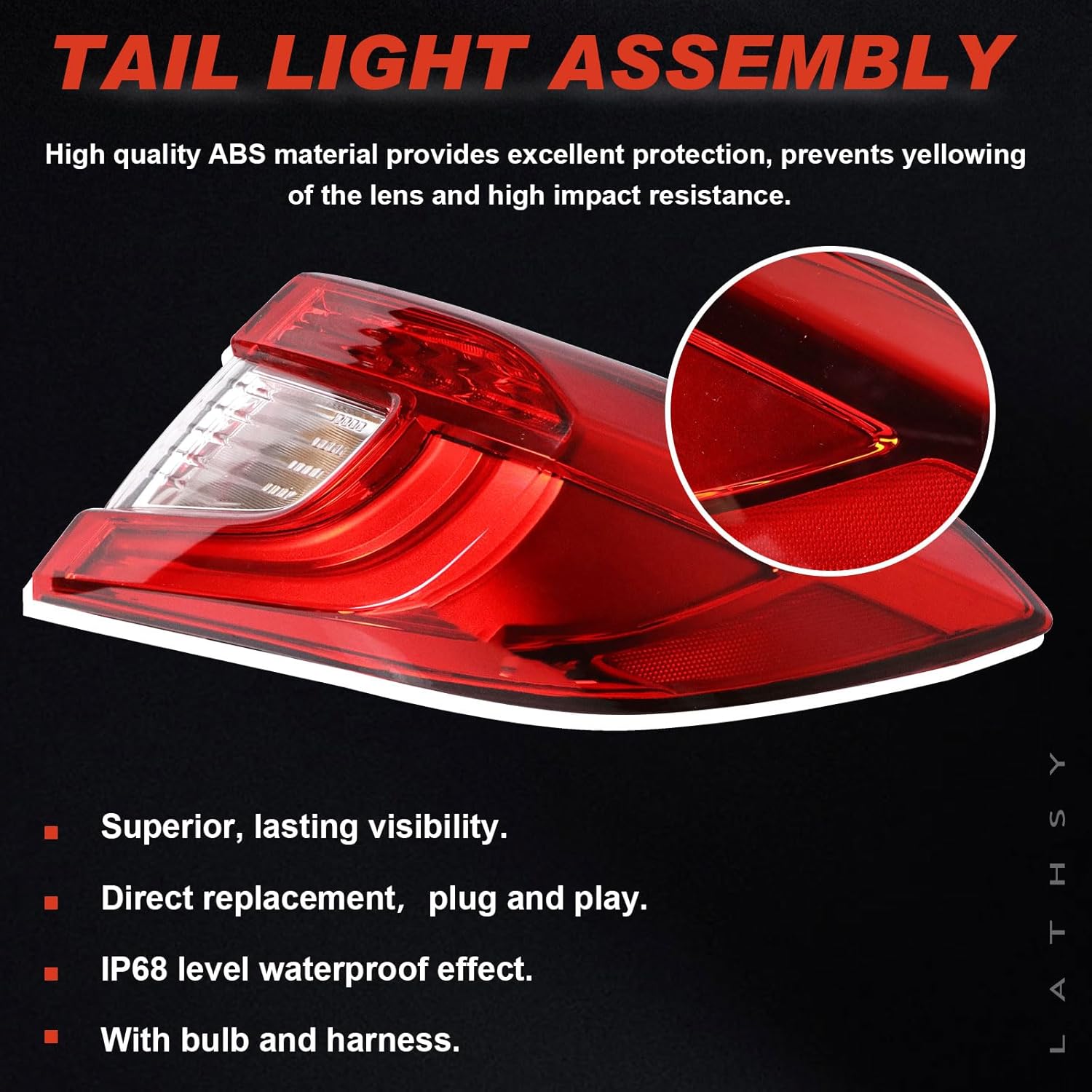 Tail Light Assembly Compatible With 2018-2022 Honda Accord Sedan Outer Right Passenger Side LED Brake Talilight Replace 33550TVAA01