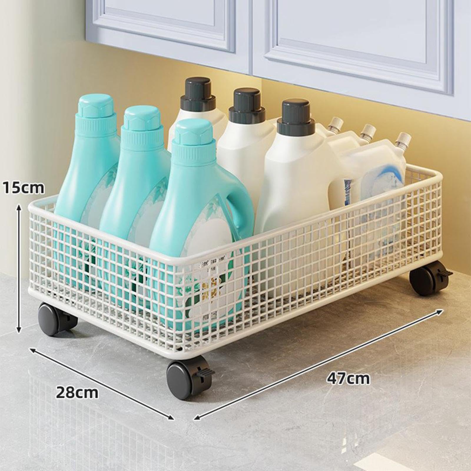 MERIGLARE Aufbewahrungsregal Badregal Rollwagen Unterbau Organizer Regalsystem Aus Robustem Metall mit Rollen für Bad Küche für Badezimmer Küche Schlafraum Büro, Weiß