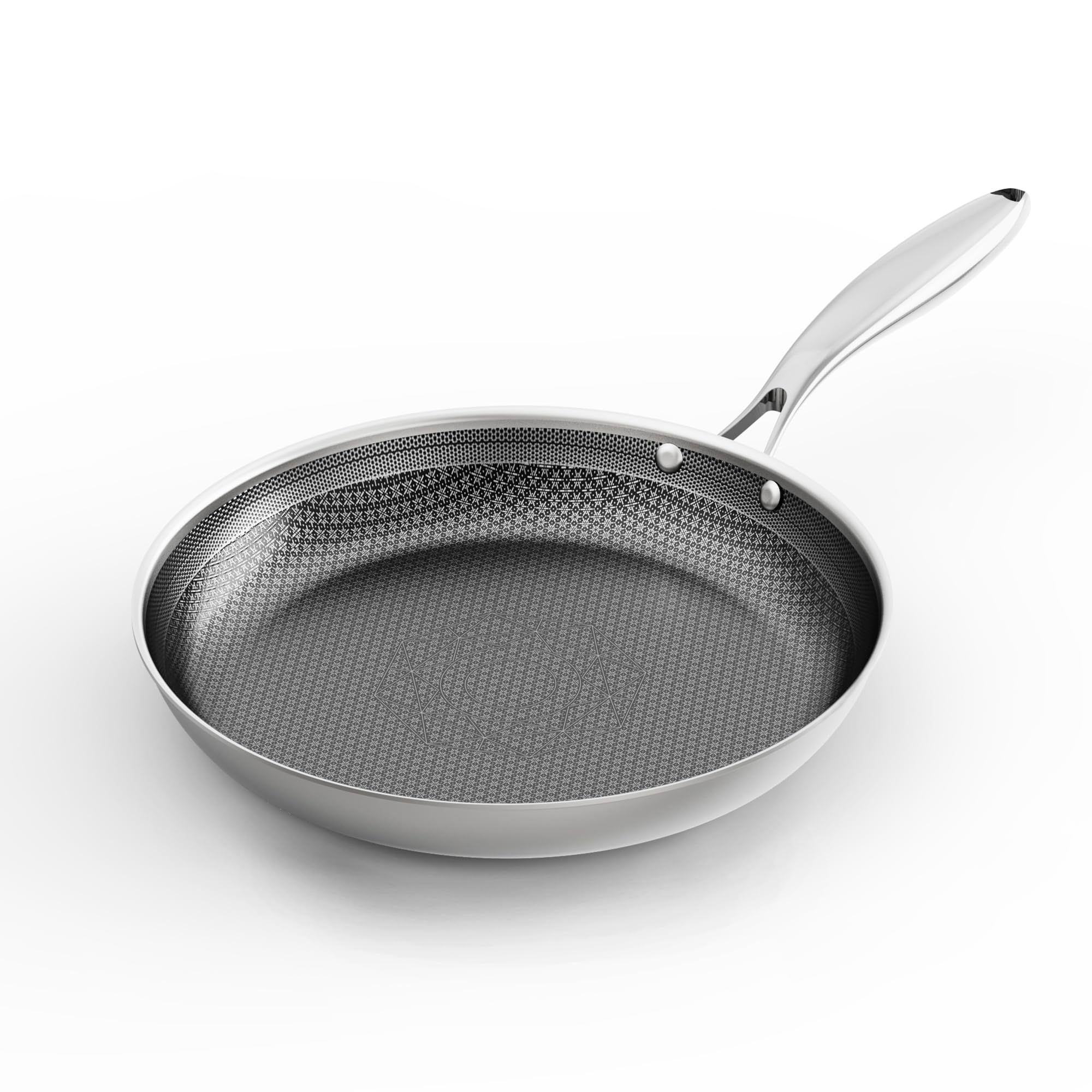 COOKER KING 12-Inch Stainless Steel Pan, Hybrid Nonstick Frying Pan