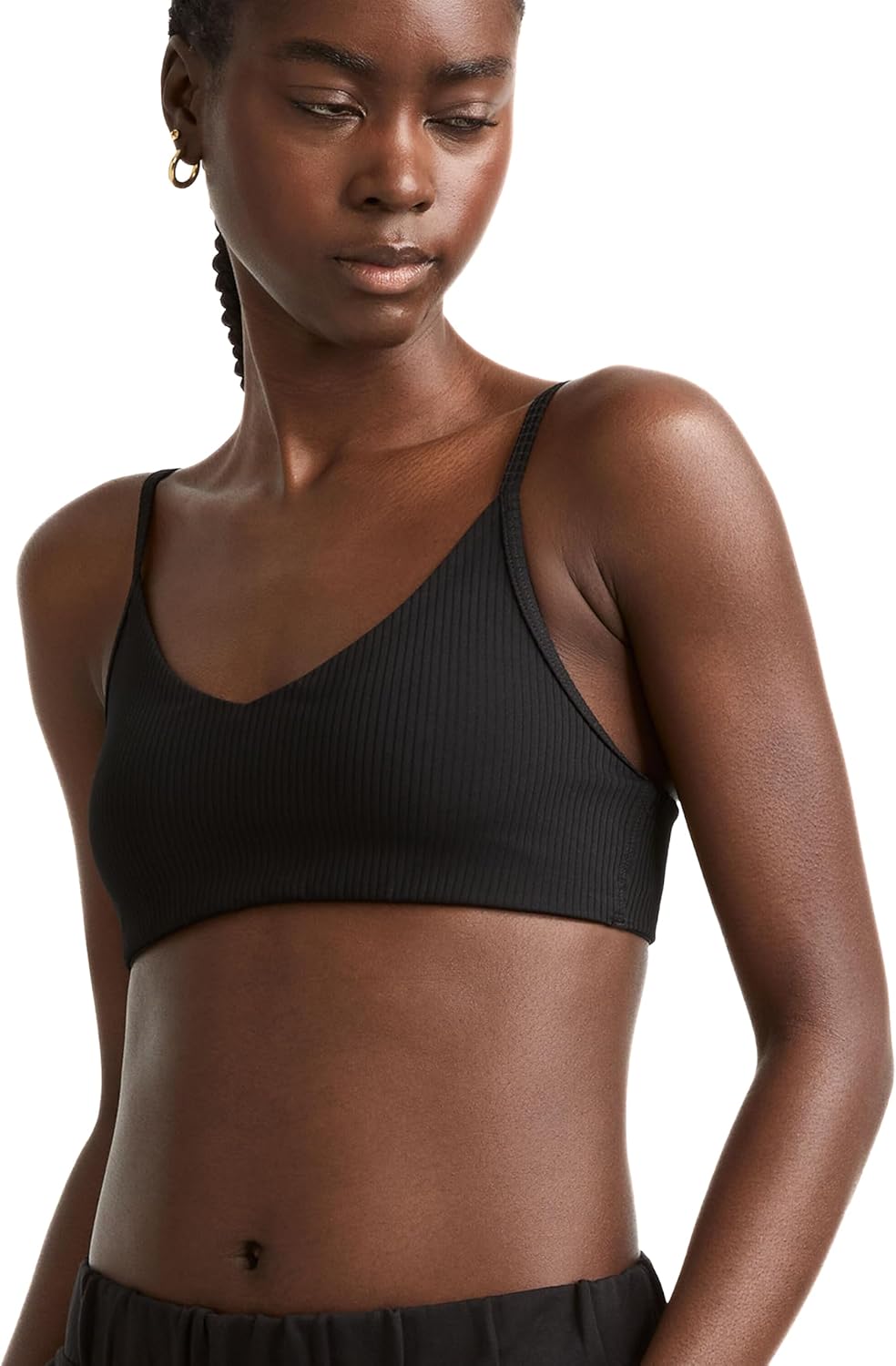 Champion Womens Soft Touch Ribbed Sports Bra, C Logo
