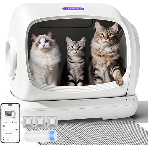Robotail Self Cleaning Cat Litter Box,106L XXXL Extra-Large Space Automatic Cat Litter Box for Large Cats, Open Top Automatic Cat Box Self Cleaning with APP, Safety Sensor, Anti-Pinch Patent