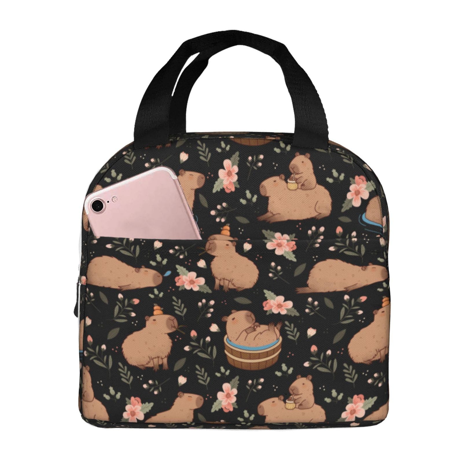 Nmbvcxz Lunch Box Capybara Insulated Lunch Bags for Women Men Adults Cooler Tote Bag for Work Picnic Gifts