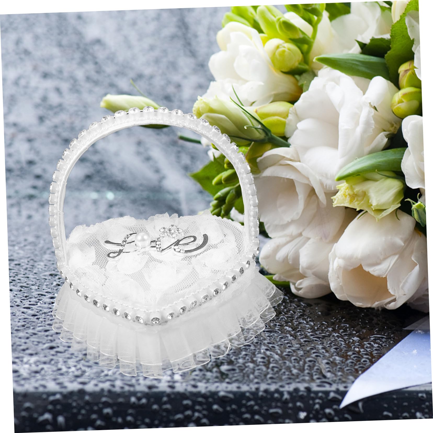 PRETYZOOM 5st Ringkissen Aus Spitze Hochzeitsträger Brautring Hochzeitsdekorationen Für Die Zeremonie Braut- Weiße Accessoires Dekorationen Für Hochzeitszeremonien Kofferzubehör Satin-
