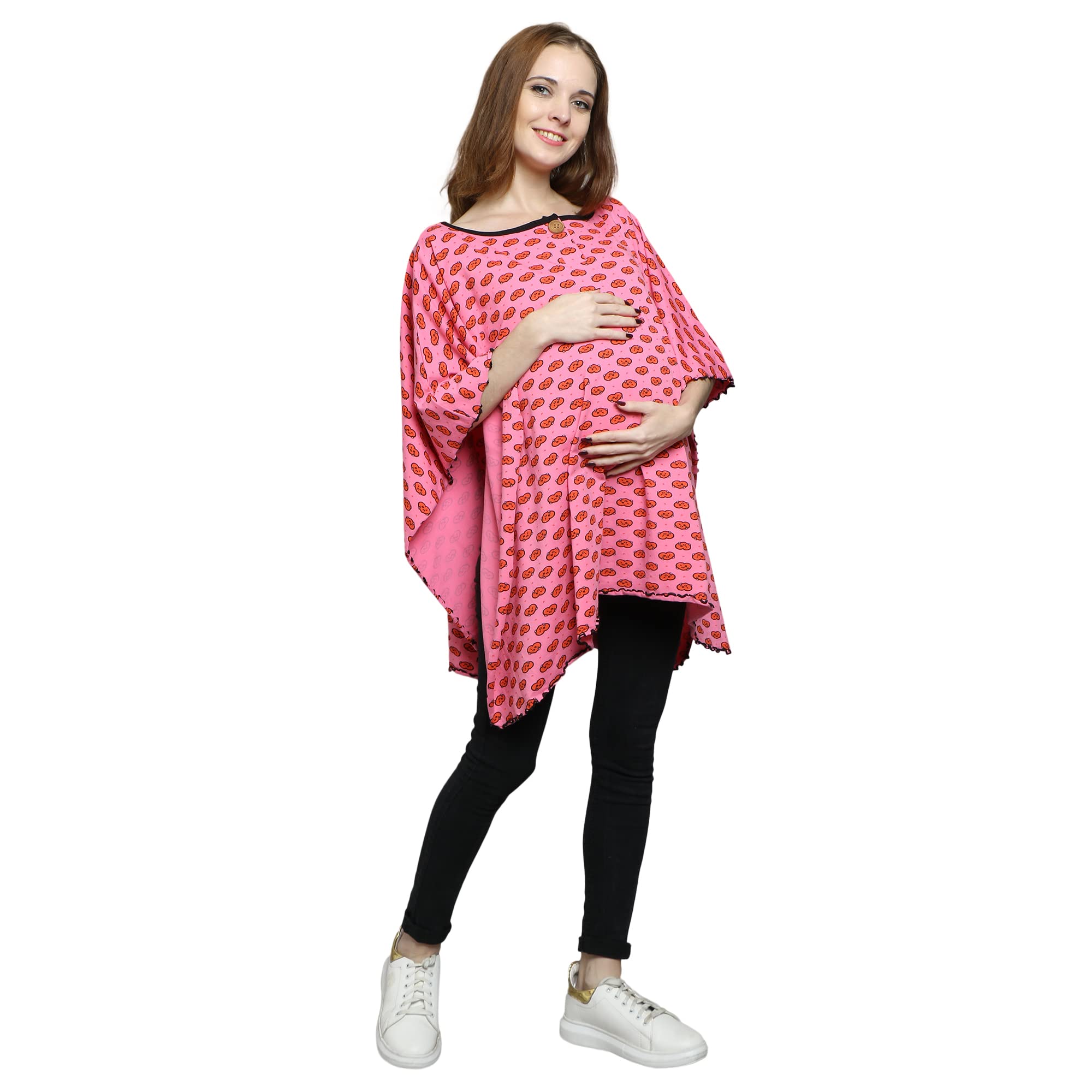 awwni Stylish Heart Print Shawl for Women's Pregnancy Maternity Feeding T-Shirt, Nursing Top Round Neck Breastfeeding Shawl New Born Baby Gift for Pregnant Women-picture-23