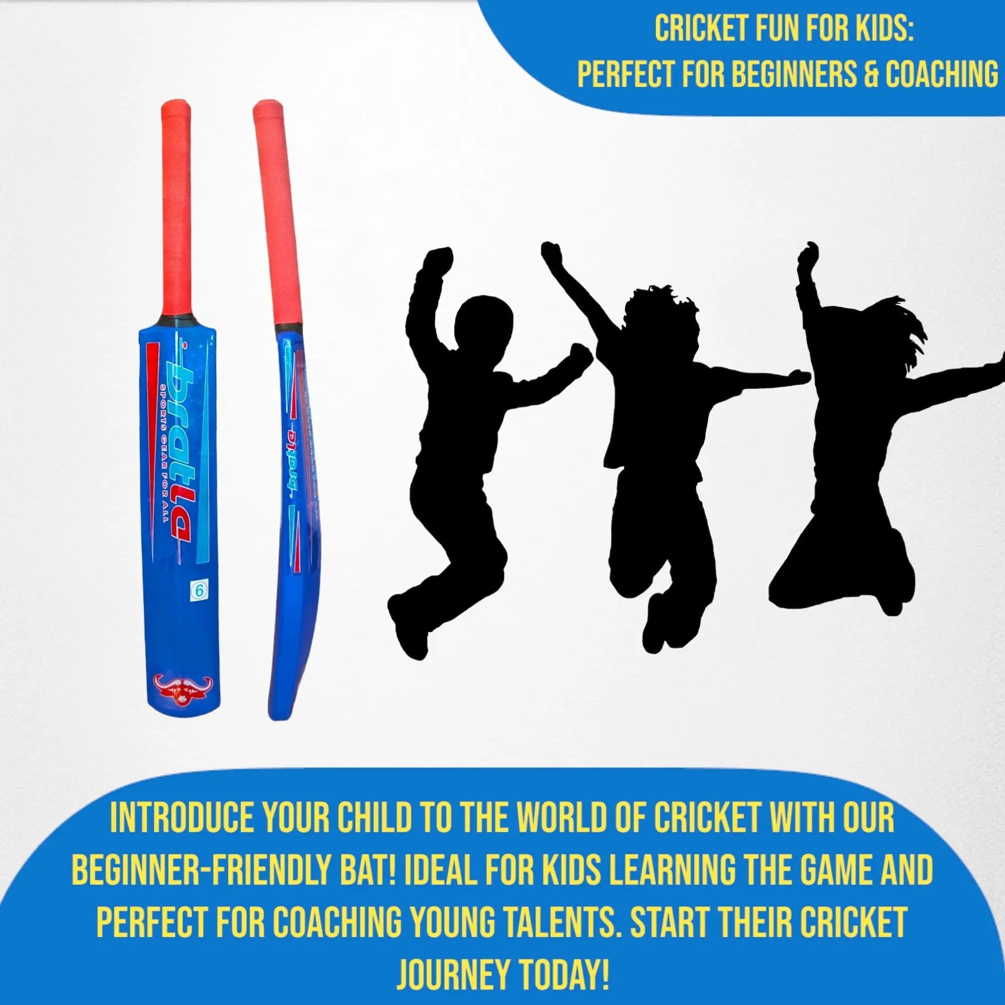Cricket Plastic Set Kit - Blue Beach & Backyard Cricket Set Includes Bat, Ball & Carry Bag